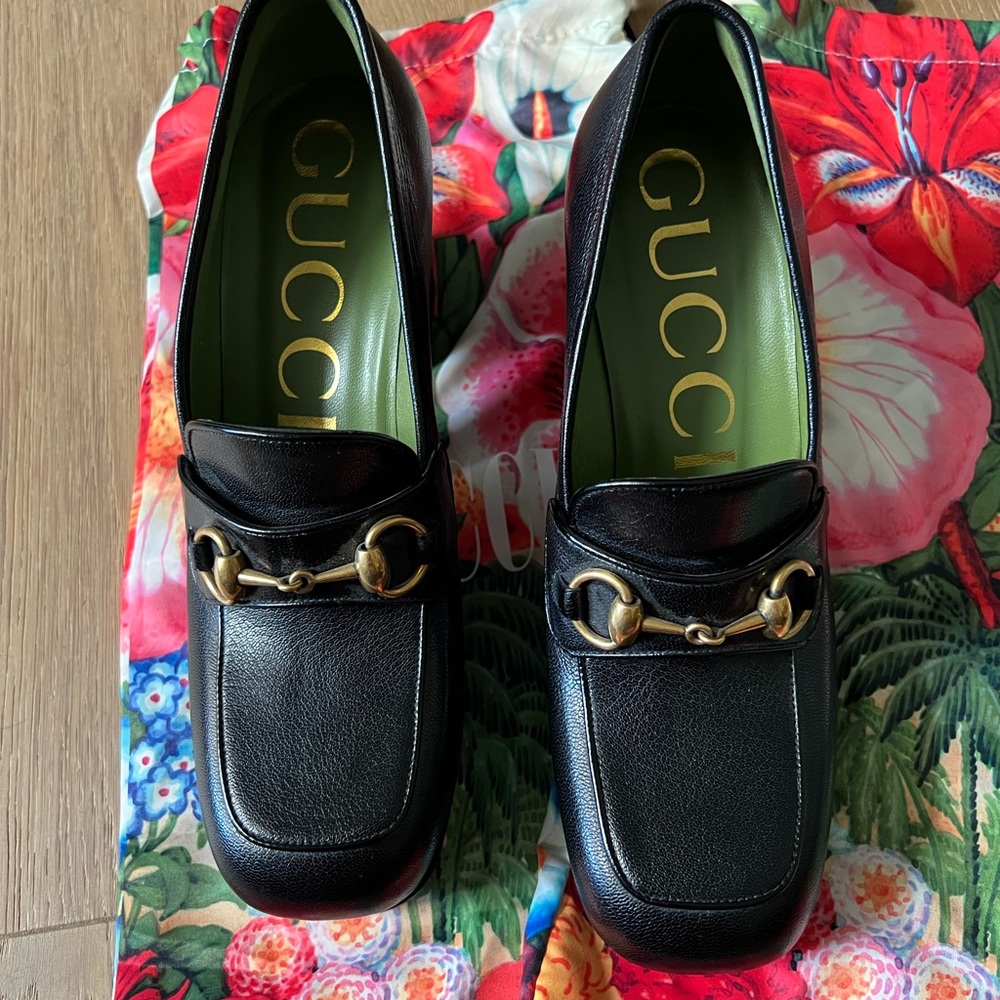 Gucci Leather Platform Loafer with Horsebit